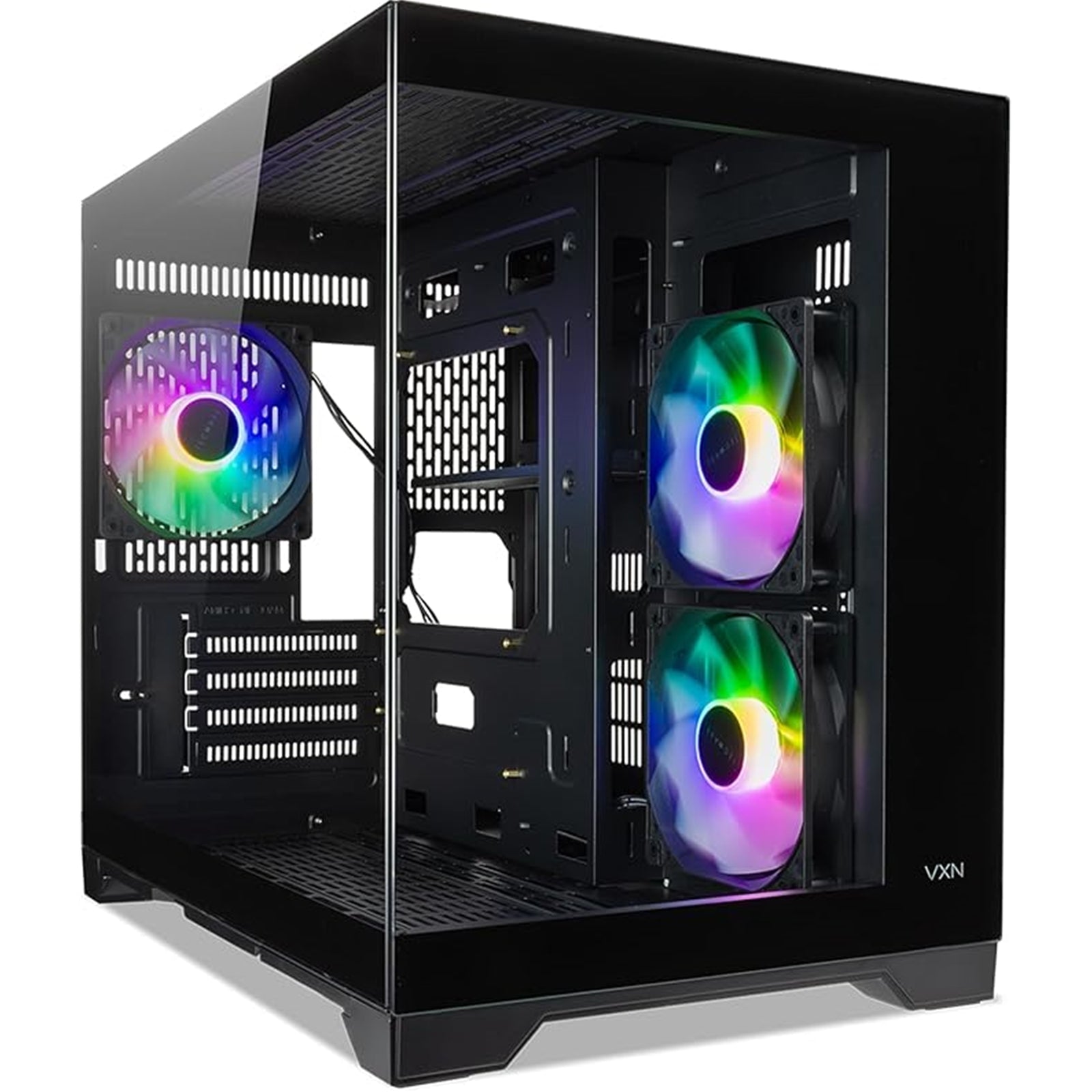 TecWare VXN Evo mATX Case - Dual-Chamber Steel Tempered Glass, 3 ARGB Fans