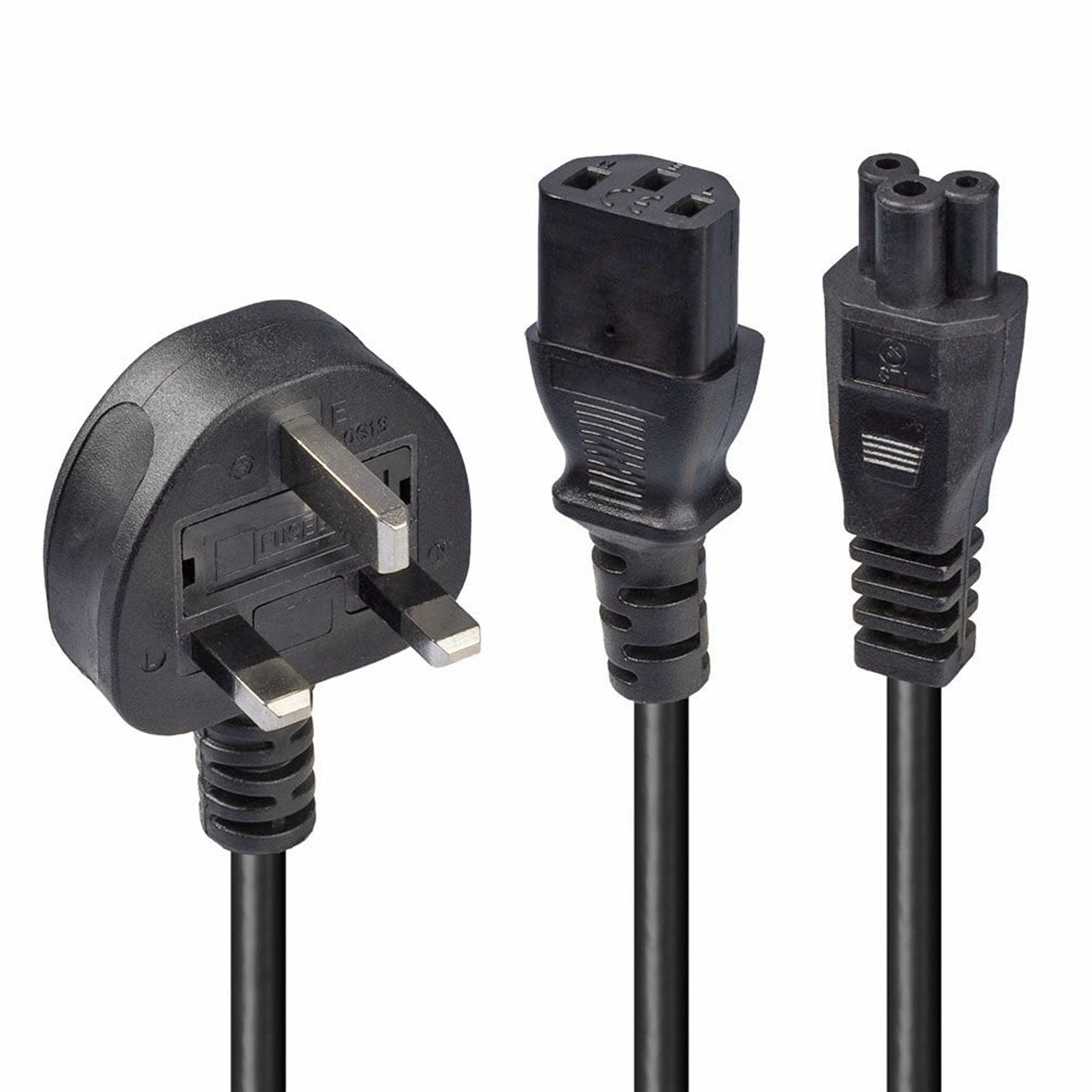 Lindy 2.5m UK Mains Splitter Cable IEC C13 C5 10A Black