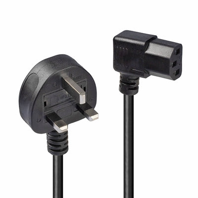 Lindy 1m UK Plug to Right Angle IEC C13 Power Cable - 5A Fused