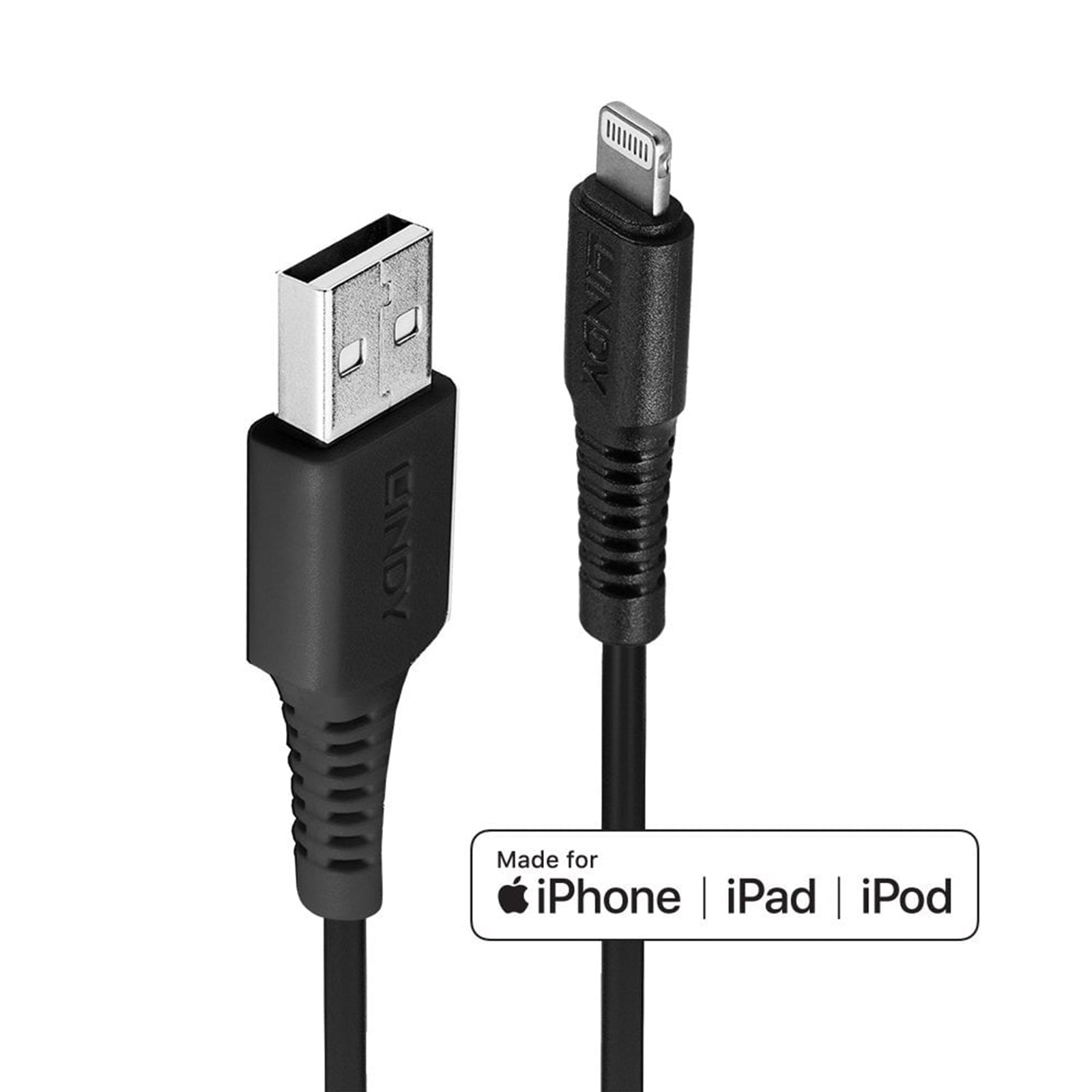 Lindy MFi Certified Lightning Cable 0.5m USB-A Black