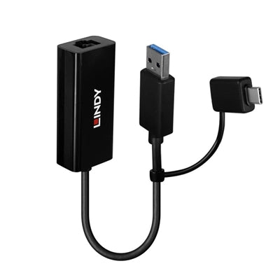 Lindy USB 3.2 Gigabit Ethernet Adapter - Dual USB-A/C Bus-Powered