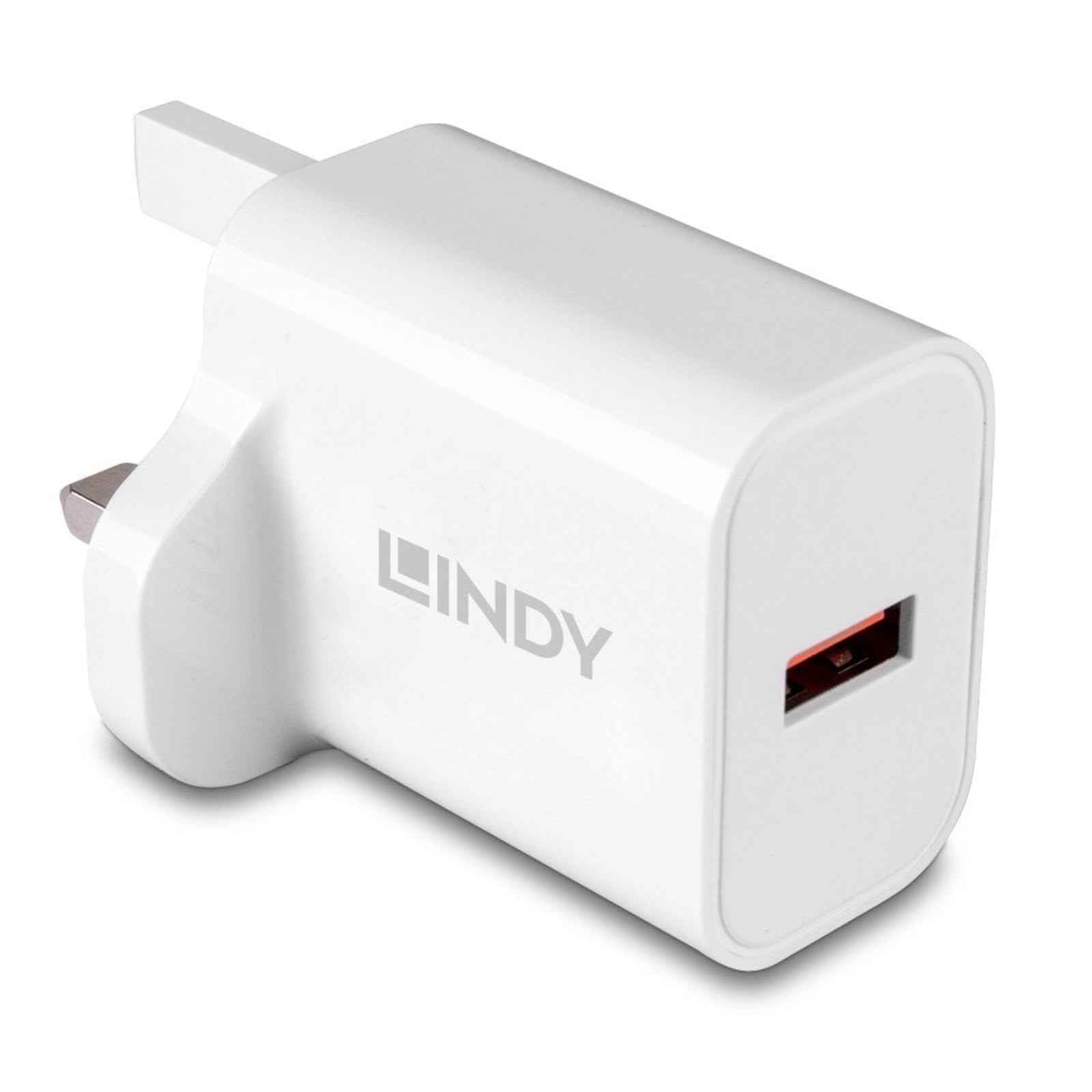 LINDY 18W USB-A Fast Charger White UK Plug Level 6 Efficiency