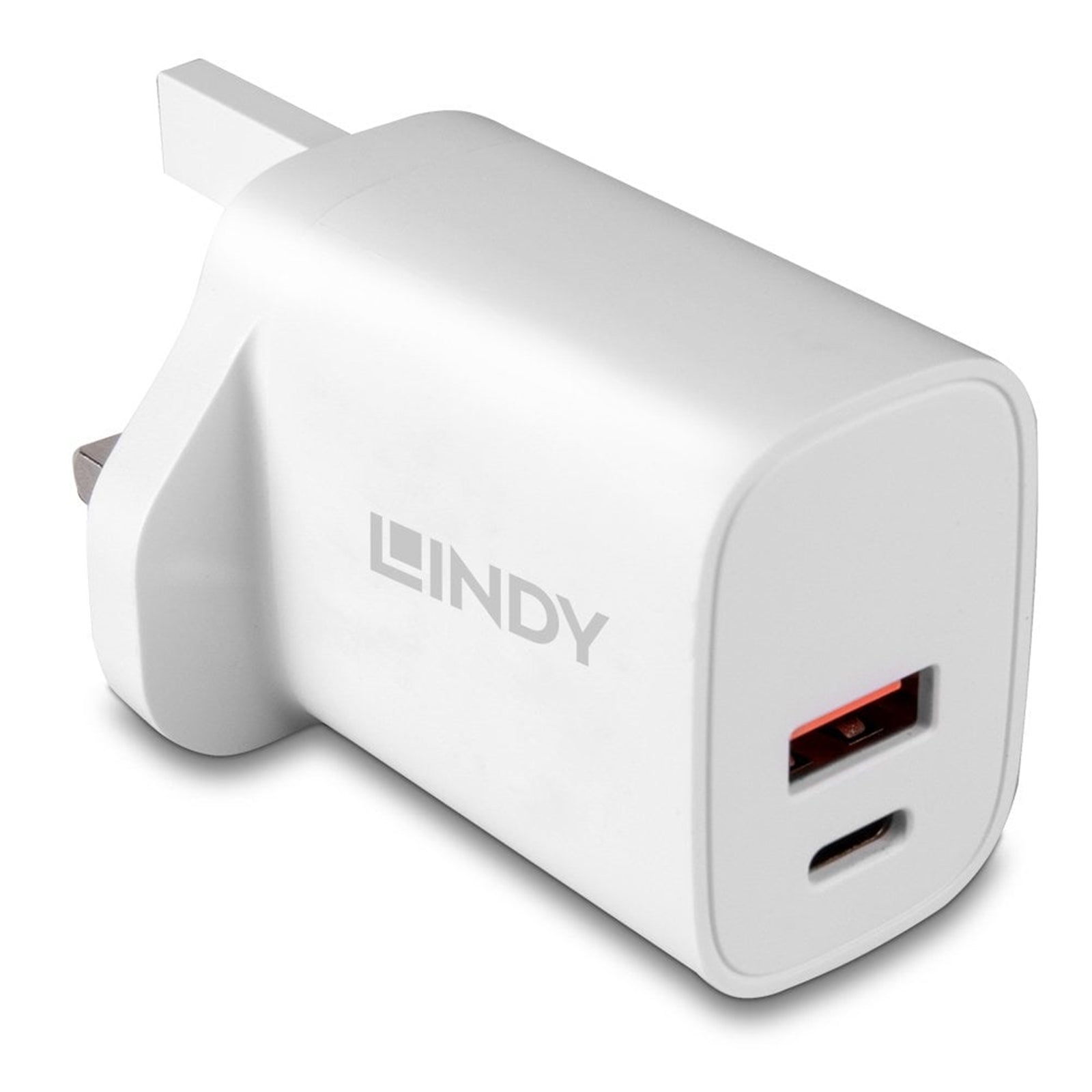 LINDY 20W Dual USB-C Wall Charger - PD 3.0 Fast Charge White UK