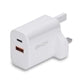 LINDY 30W Dual USB-C & USB-A PD 3.0 Wall Charger White UK