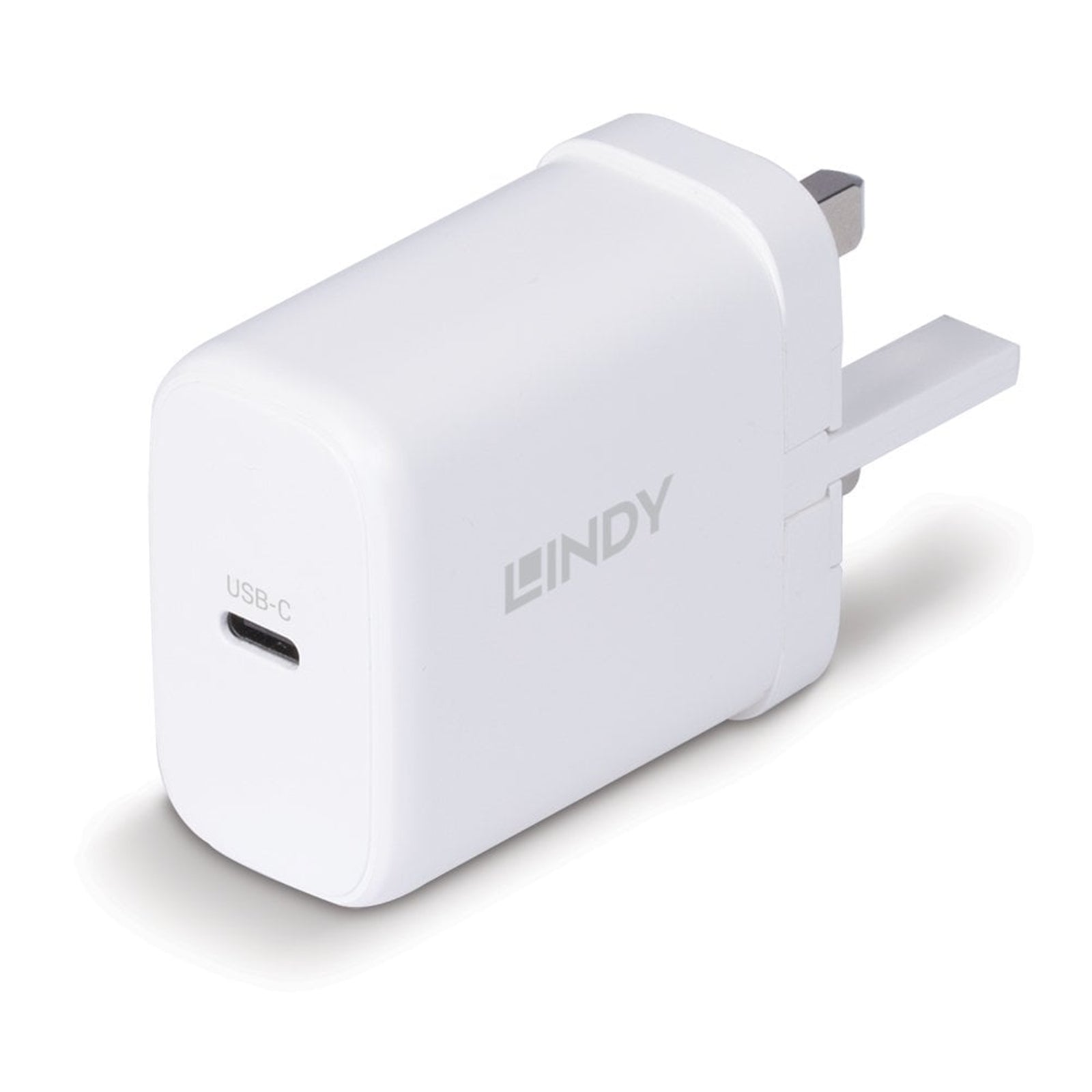 LINDY 65W GaN USB-C Charger - Compact Folding UK Plug PD 3.0