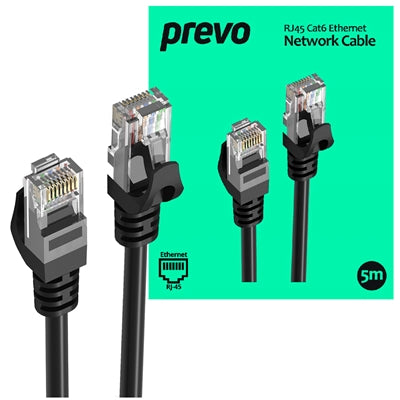 Prevo CAT6 Ethernet Cable 5m - OFC Copper RJ45 Network Cable Black