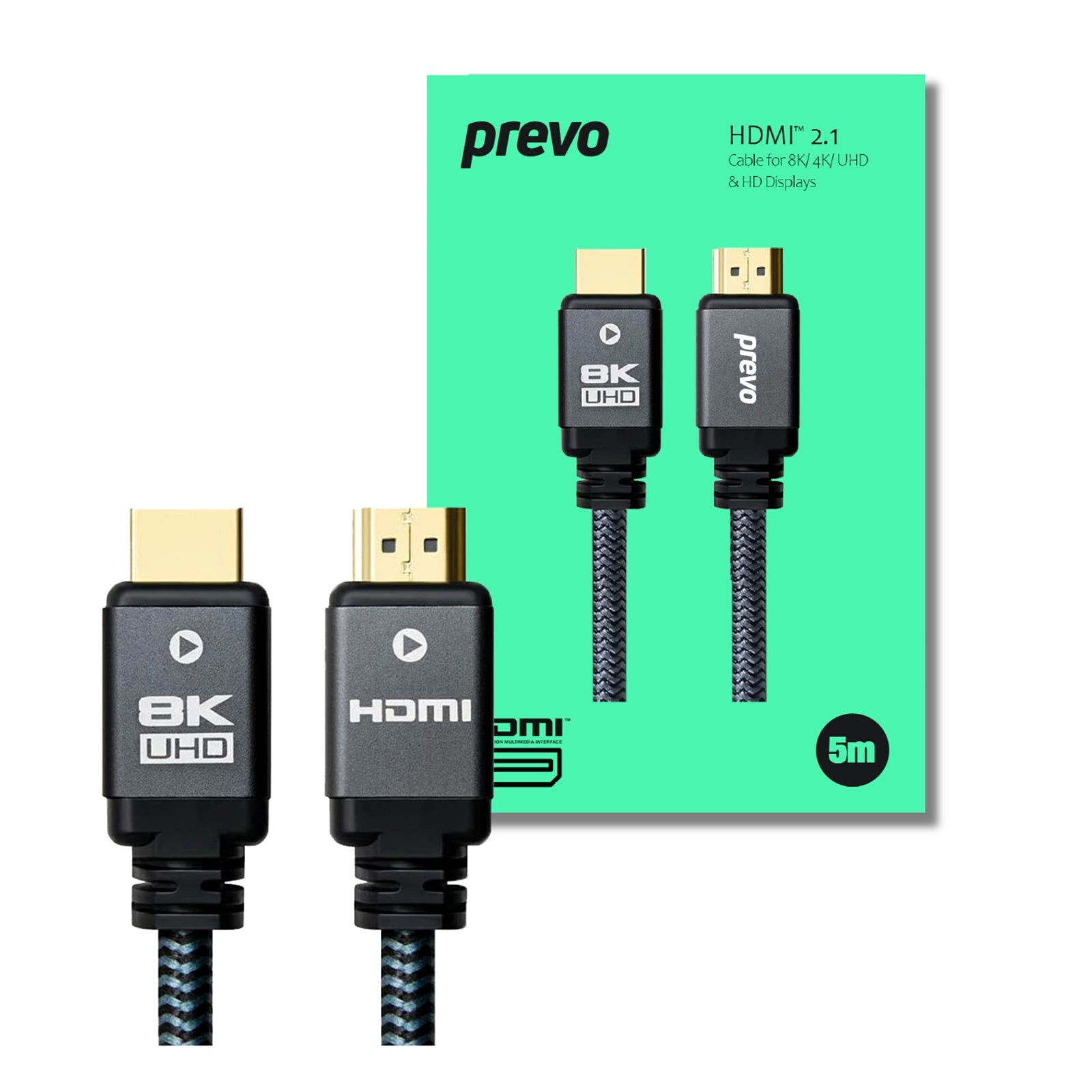 Prevo HDMI 2.1 Cable 5m - 8K@60Hz 4K@120Hz 48Gbps Braided