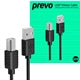 Prevo 2M USB Printer Cable - USB 2.0 A to B, OFC, 480Mbps, Black