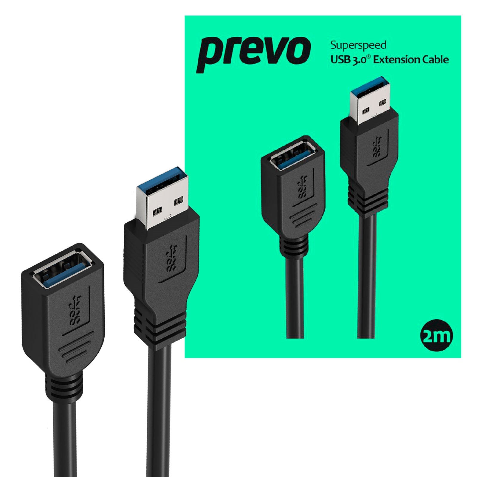 Prevo USB 3.0 Extension Cable 2m - OFC, Male to Female, 5Gbps