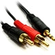 Black 3.5mm to 2 RCA audio cable, 2m long, gold-plated connectors, by Globoshop.