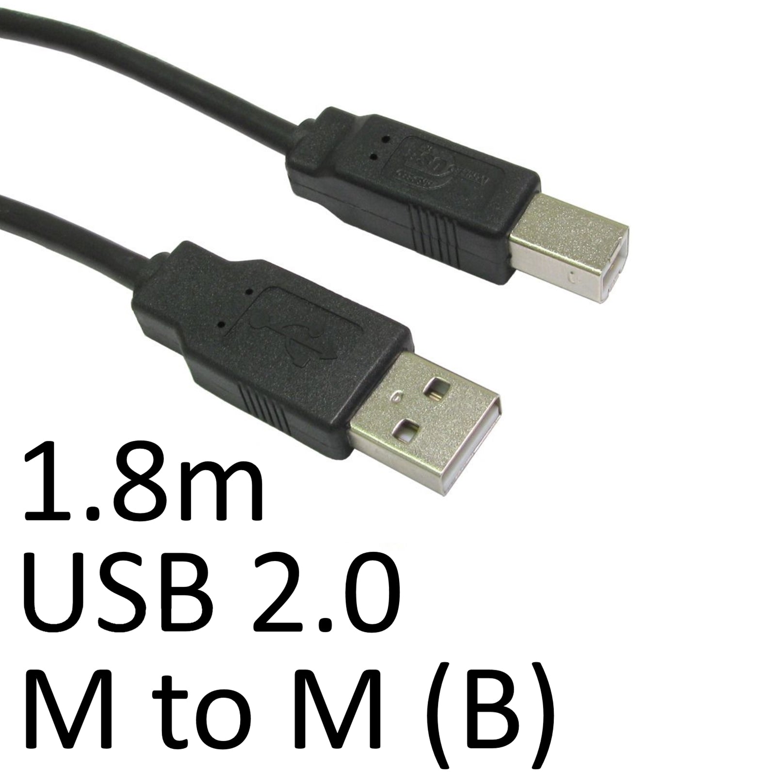 USB 2.0 A to B Cable 1.8m Gold Plated Printer Scanner Black