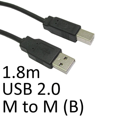 USB 2.0 A to B Cable 1.8m Gold Plated Printer Scanner Black