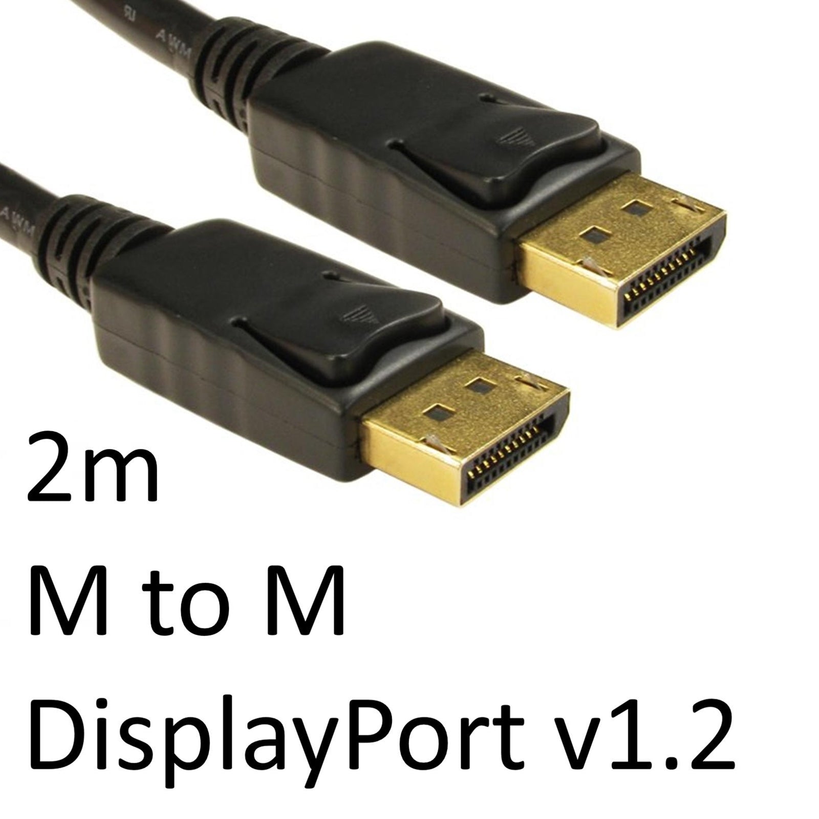 DisplayPort 1.2 Cable 2m - Locking Gold-Plated 28AWG Black