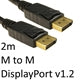 DisplayPort 1.2 Cable 2m - Locking Gold-Plated 28AWG Black
