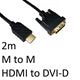 HDMI 1.4 to DVI-D Cable 2m Gold Plated Single Link Black