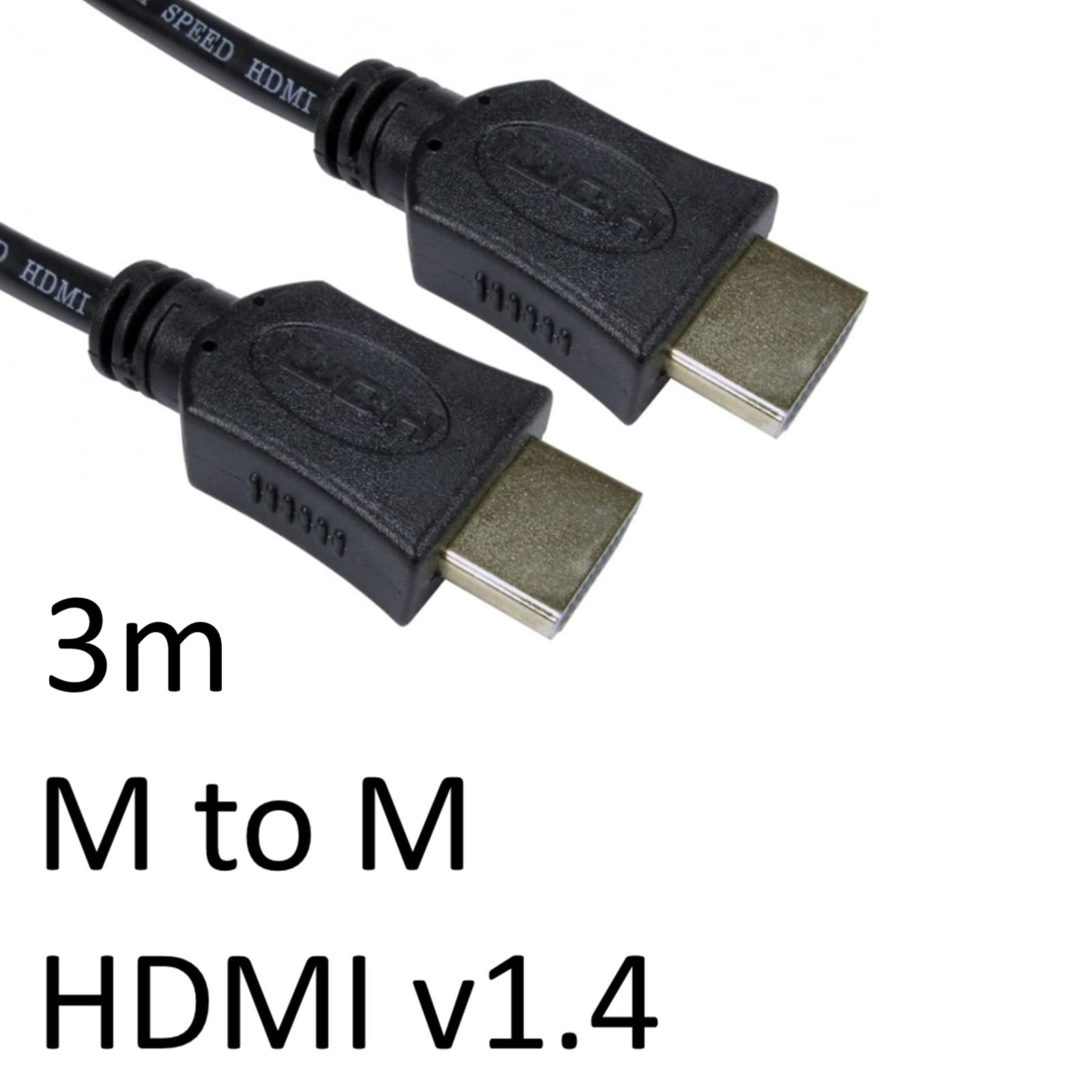HDMI 1.4 Cable 3m Gold Plated - 4K 3D Ethernet High Speed Black