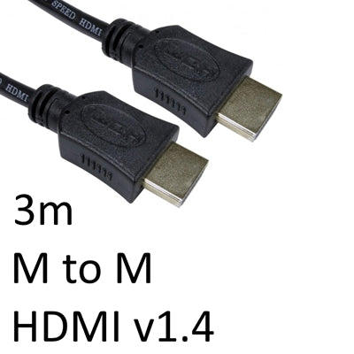 HDMI 1.4 Cable 3m Gold Plated - 4K 3D Ethernet High Speed Black