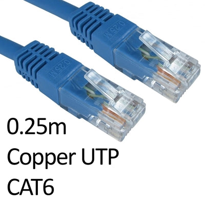 CAT6 Ethernet Cable 0.25m Blue - Copper UTP RJ45 Patch Lead