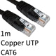 CAT6 Ethernet Cable 1m Black - RJ45 Copper UTP Gigabit Patch