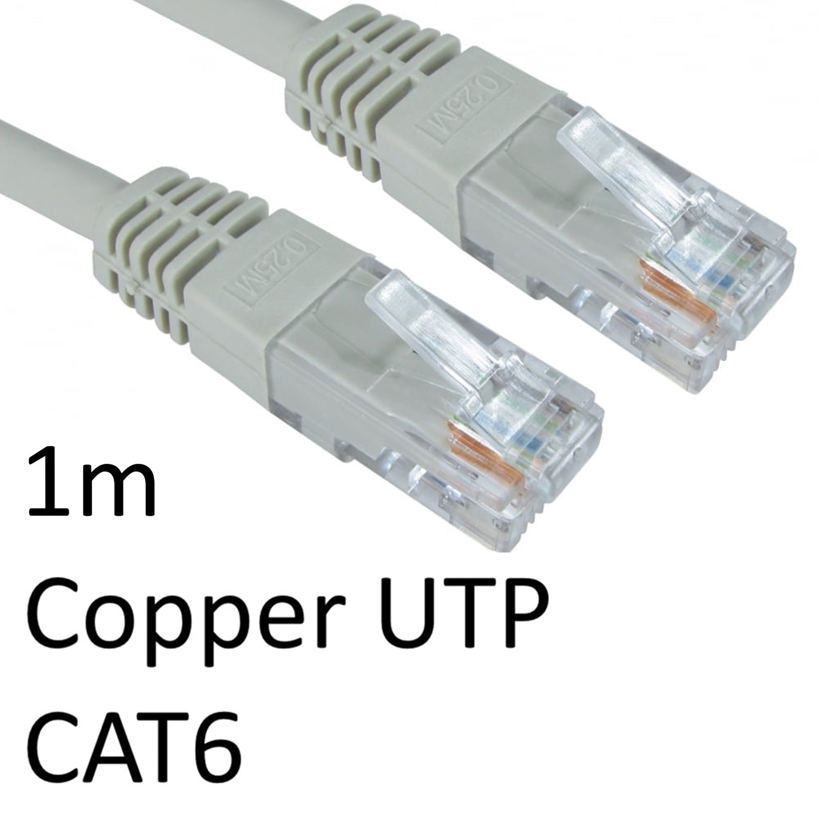 CAT6 Ethernet Cable 1m Grey - Full Copper RJ45 Gigabit UTP