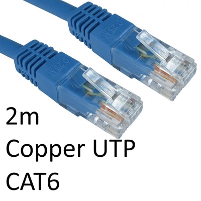 CAT6 Ethernet Cable 2m Blue - Full Copper 24AWG RJ45 UTP Patch