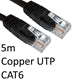 CAT6 Ethernet Cable 5m Black - Full Copper Gigabit RJ45 UTP