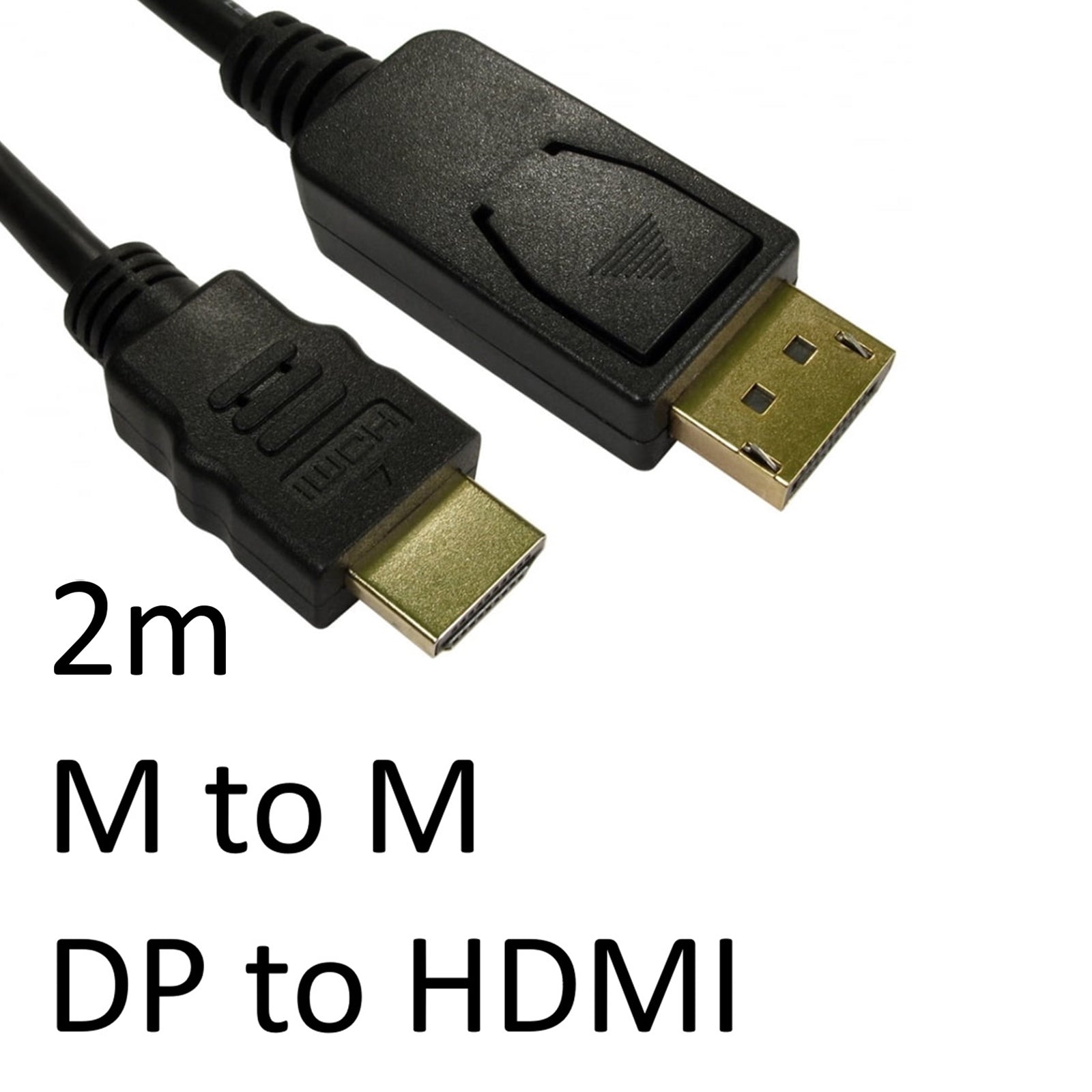 DisplayPort to HDMI Cable 2m - 1080P Passive Male to Male Black