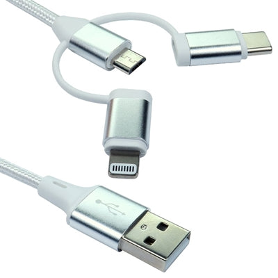 NEWlink Braided 3-in-1 USB Cable 1.2m White - 15W Fast Charging