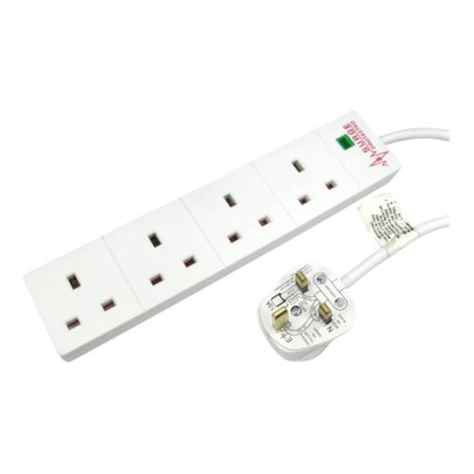 5m 4 Gang Surge Protected Extension Lead with LED Indicator - White