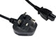 1.8m UK 3 Pin to IEC C5 Clover Mains Cable - 5A Fused - Black