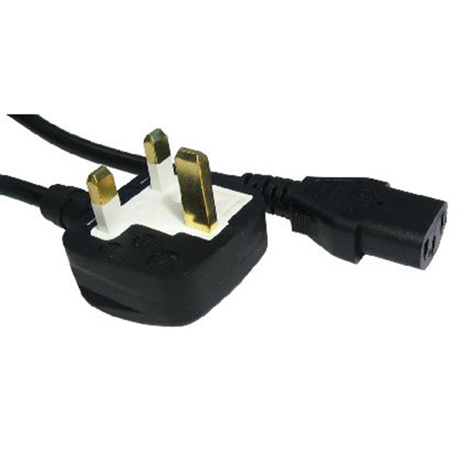 5m UK Mains to IEC C13 Kettle Lead - Black 13A Fused Power Cable