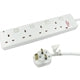 4 Gang Surge Protected Extension Lead 2m - Individually Switched White