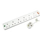 5m 6 Gang Surge Protected Extension Lead with LED - White UK