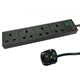 4 Gang Surge Protected Extension Lead 2m Cable LED Indicator Black
