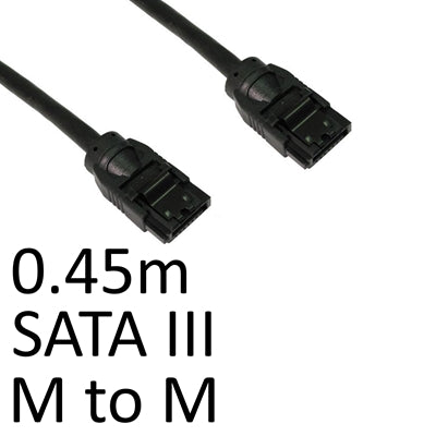 Locking SATA III Cable 45cm Black 6Gbps Round 26/28 AWG OEM