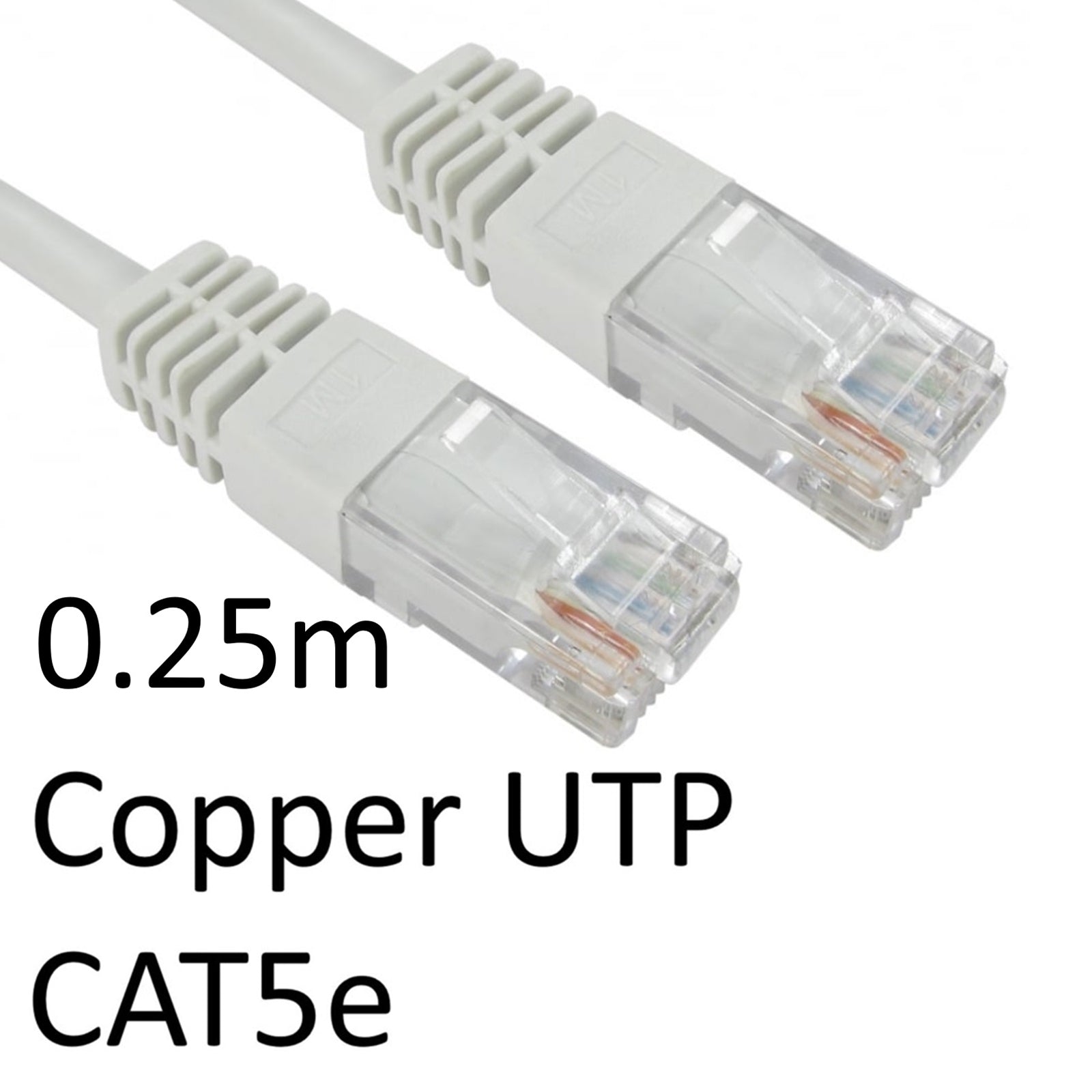 0.25m White CAT5e Ethernet Cable - Full Copper UTP RJ45 Patch