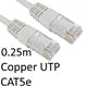 0.25m White CAT5e Ethernet Cable - Full Copper UTP RJ45 Patch