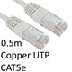 CAT5e Ethernet Cable 0.5m White - Full Copper 26AWG UTP RJ45