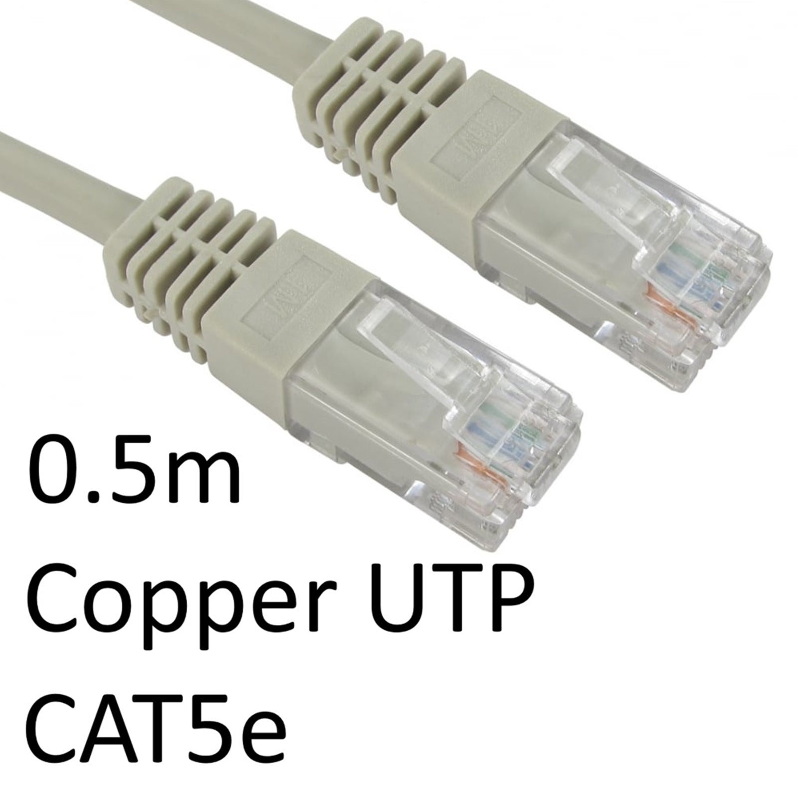 CAT5e Ethernet Cable 0.5m Grey - Full Copper 26AWG RJ45 UTP