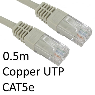 CAT5e Ethernet Cable 0.5m Grey - Full Copper 26AWG RJ45 UTP