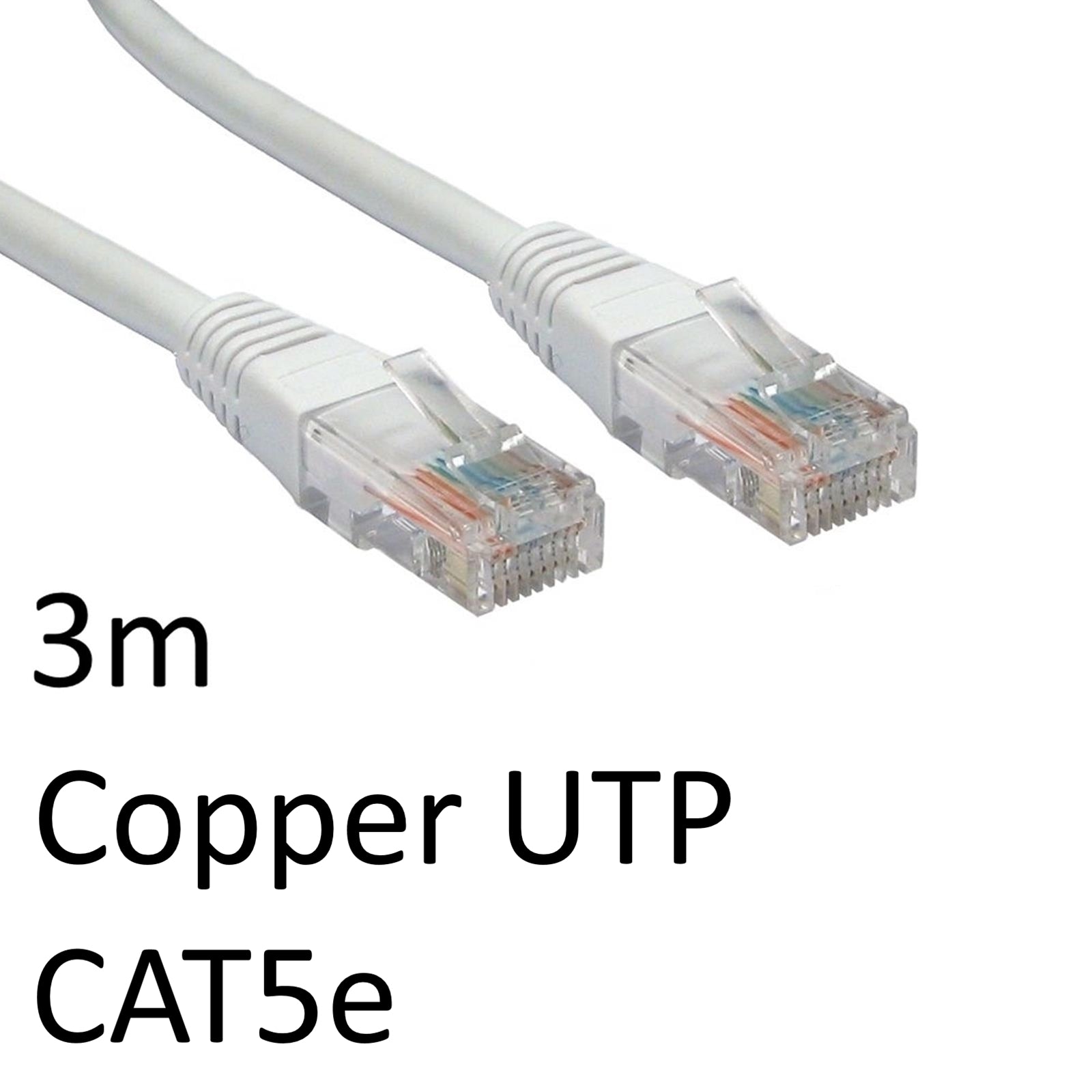 3m White CAT5e Ethernet Cable - Full Copper RJ45 UTP Patch Lead