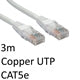 3m White CAT5e Ethernet Cable - Full Copper RJ45 UTP Patch Lead