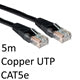 5m Black CAT5e Ethernet Cable - Full Copper RJ45 UTP Patch Lead