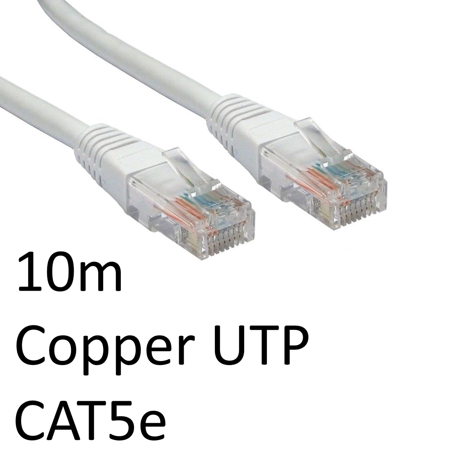 CAT5e Ethernet Cable 10m White - Full Copper 26AWG RJ45 UTP