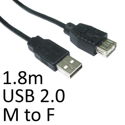USB 2.0 Extension Cable 1.8m Male to Female Nickel Plated Black