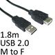 USB 2.0 Extension Cable 1.8m Male to Female Nickel Plated Black