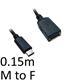 USB 3.0 Female to USB-C Male Adapter 0.15m Black 5Gbps 3A