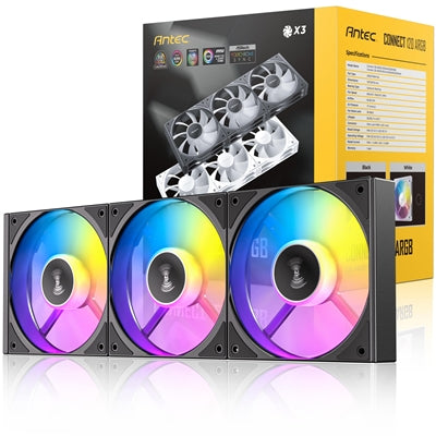 Antec Connect 120 ARGB 3-Pack 120mm PWM Fans Daisy Chain Black