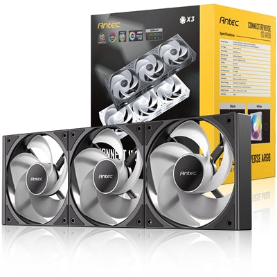 Antec Connect 120 ARGB Reverse 3-Pack PWM Fans - Hydraulic Bearing Black