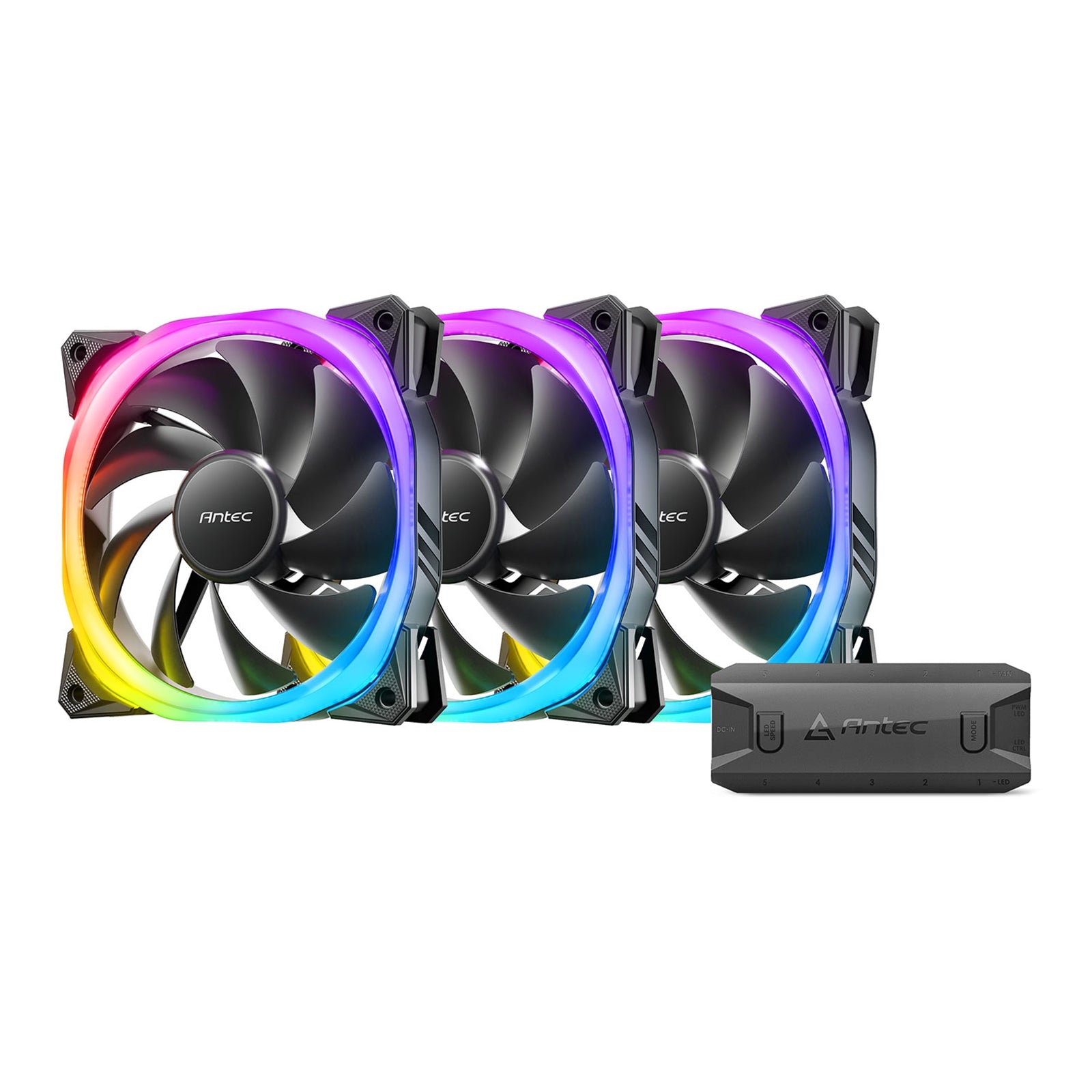 Antec Fusion 120mm ARGB Fan 3-Pack - Hydraulic Bearing PWM Black